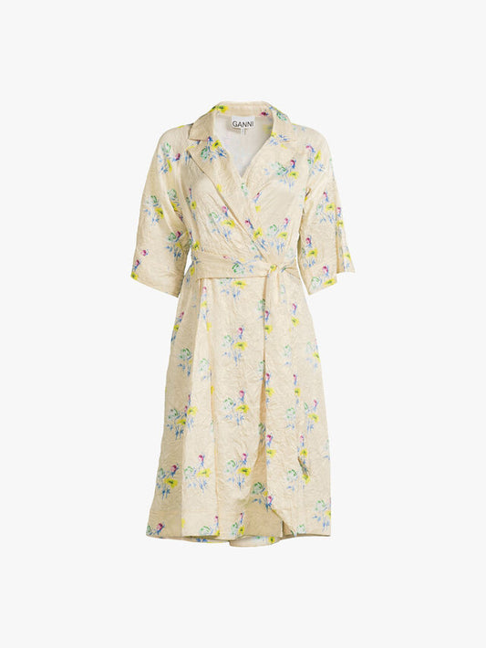 Crinkles Satin Wrap Dress